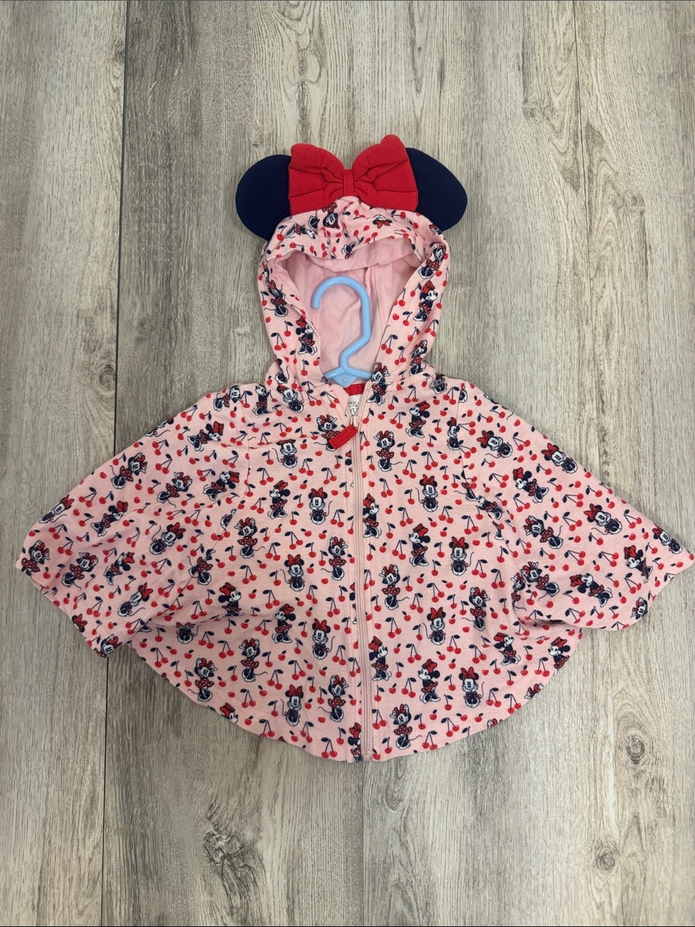 Disney Pink Minnie Mouse Hooded Swim Poncho with Navy Ears and Red Bow